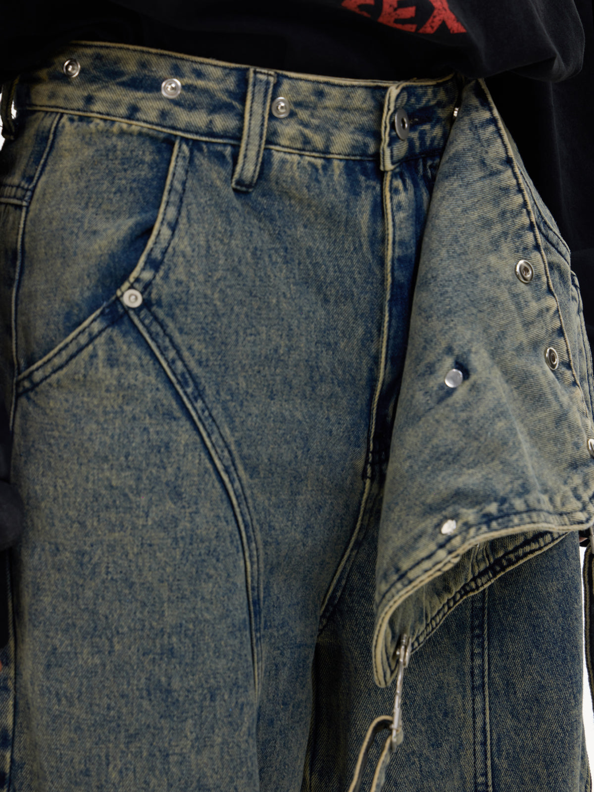 Detachable Suspender Washed Multi-pocket Cargo Jeans – ARCANA ARCHIVE