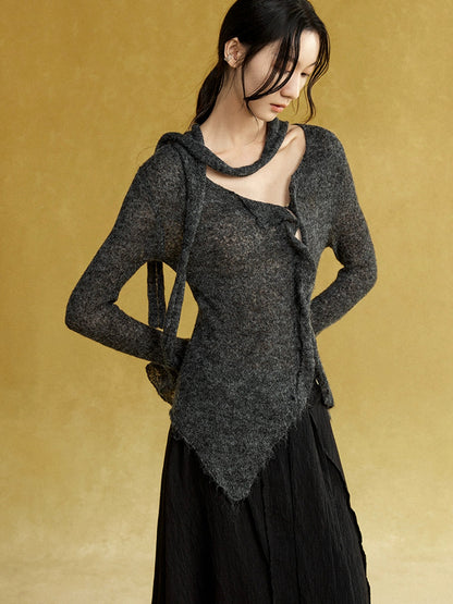 Stole Design Flowing Slim Knitted Cardigan