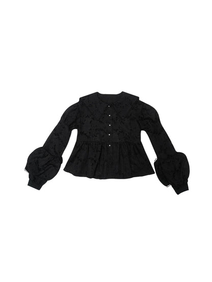 Loose Retro Lace Puff Long Sleeve Shirt