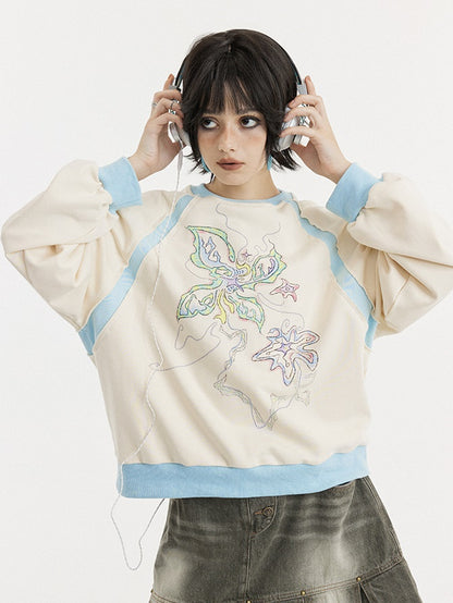 Niche Stitching Printed Long-sleeved Sweat