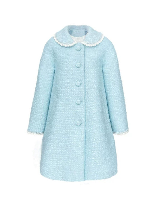 Back Ribbon Lace Stitch Mid-length Coat