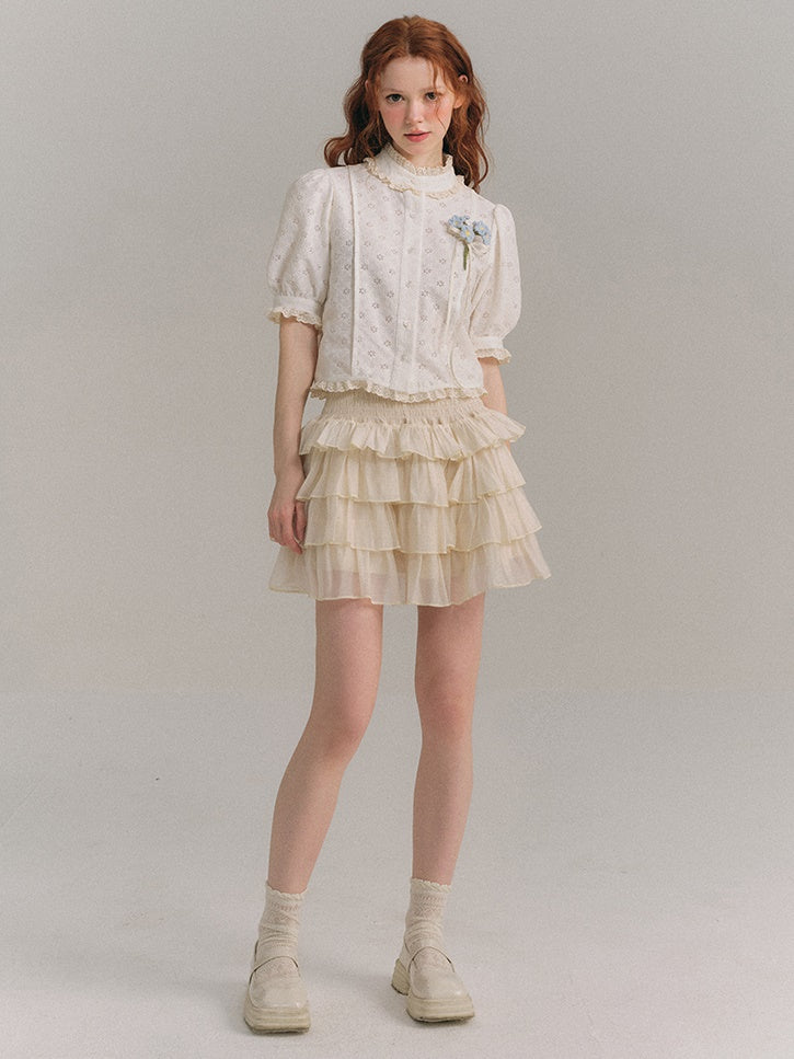 Jacquard Lace Short Sleeve Shirt