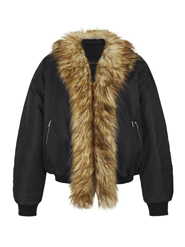 Big Fur Collar Wide Flight Jacket