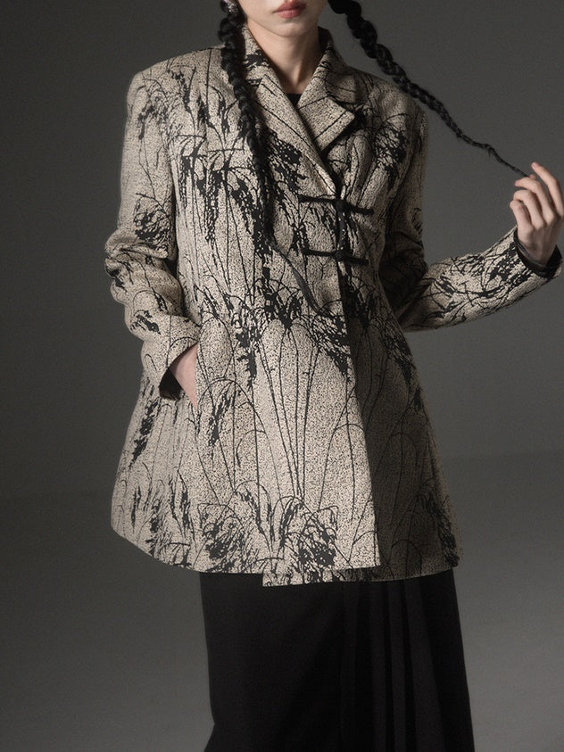 Chinese Style Jacquard A-Line Jacket