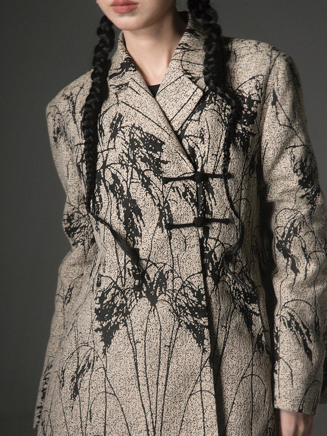 Chinese Style Jacquard A-Line Jacket