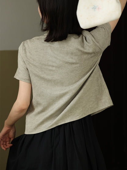 Stand Collar Short-sleeved Shirt Jacket