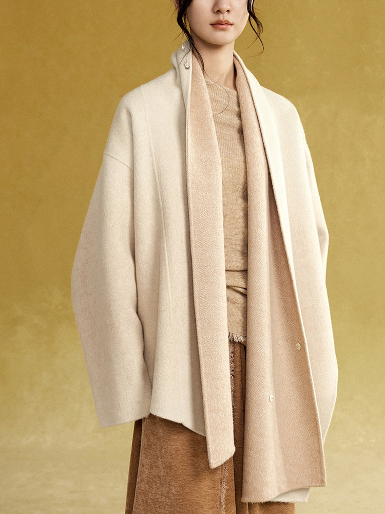 Large Scarf Mid-Length Gradient Double-sided Jacket