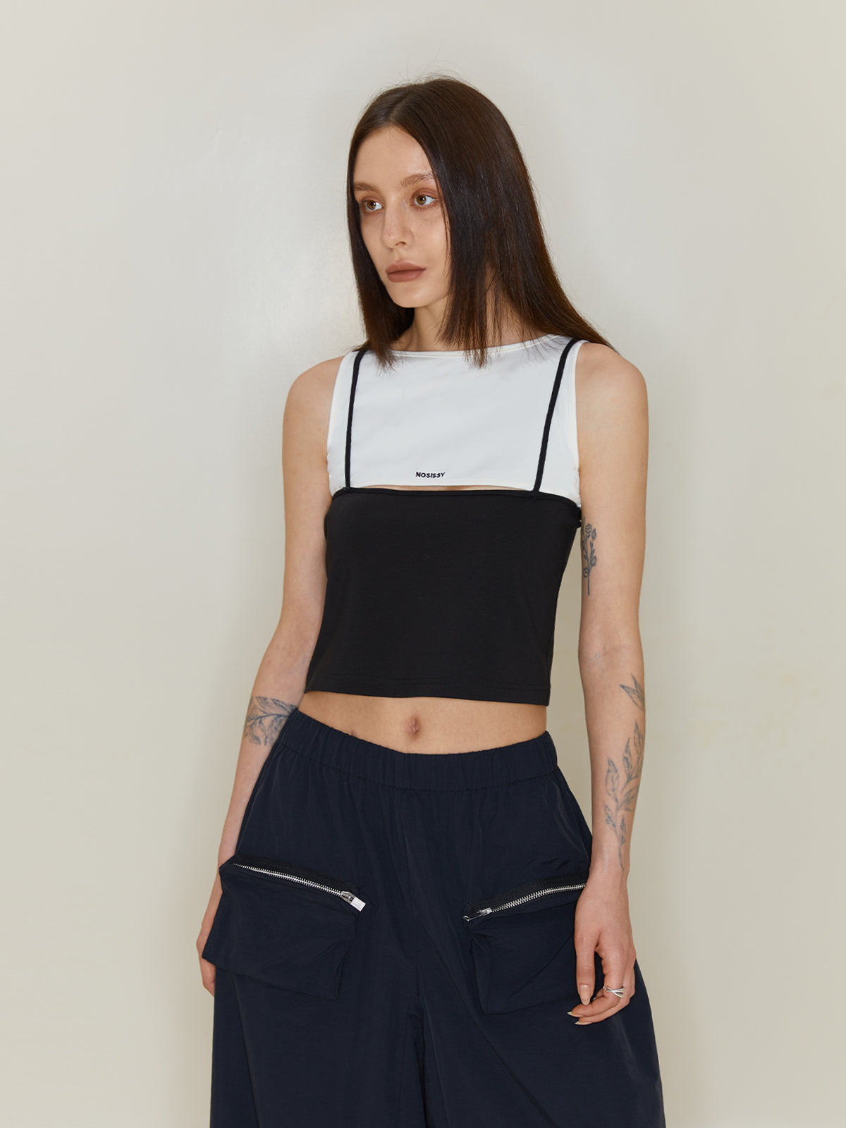 Short Fake Two-piece Hollow Tank Top