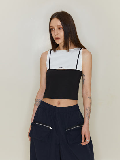 SHORT FAKE TW-PIECE HOLLOW TANK TOP