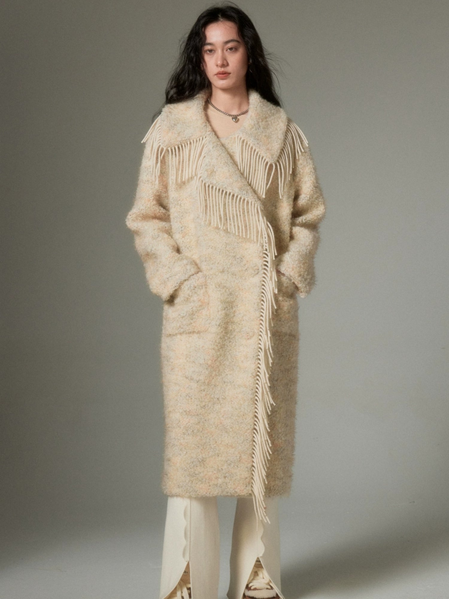 Tassel Design Mid-length Coat