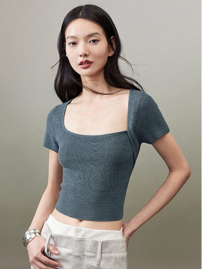 Irregular Square Collar Basic Cutsew