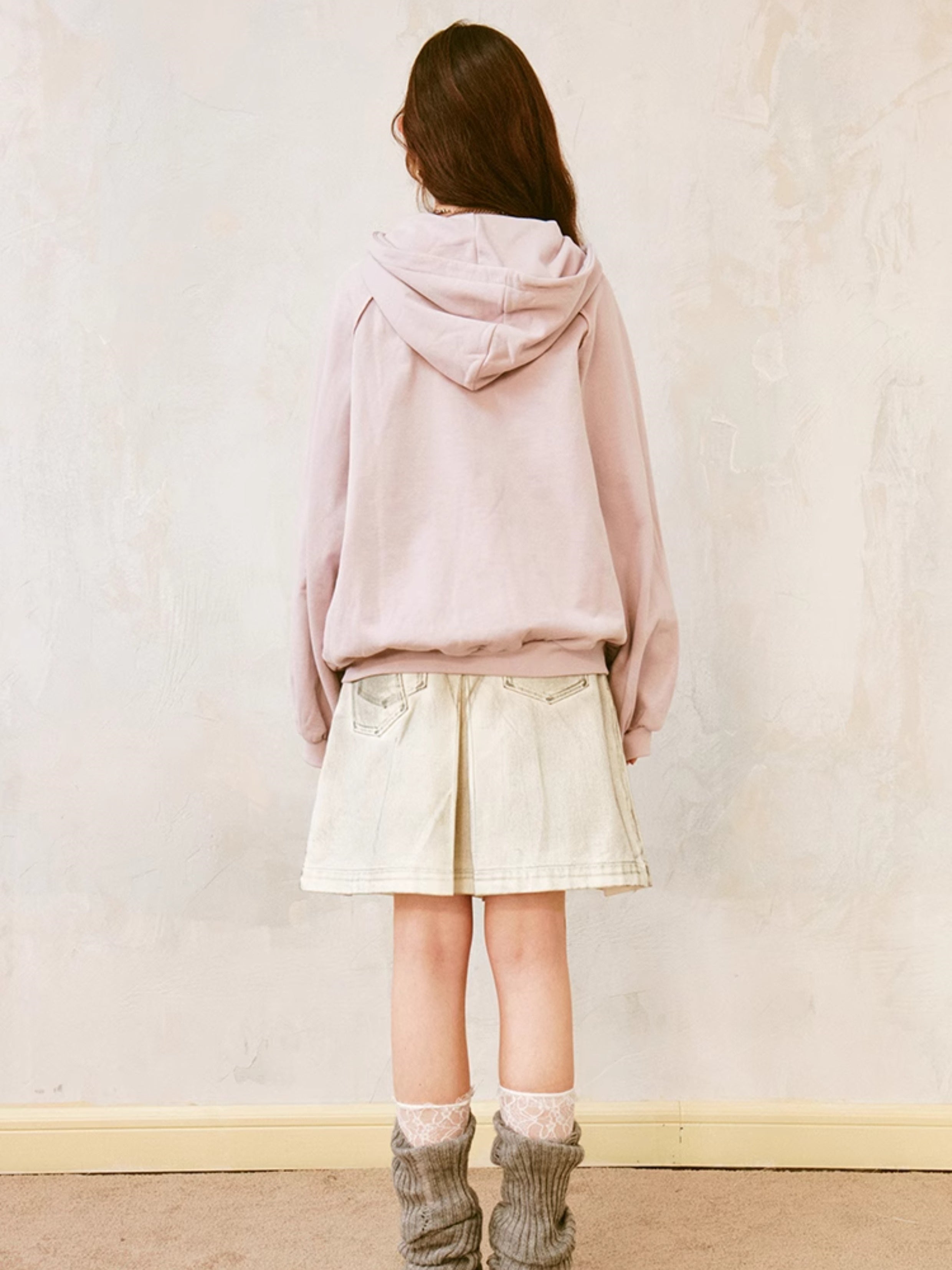 Butterfly Embroidery Loose ZIP-Up Hooded Sweat