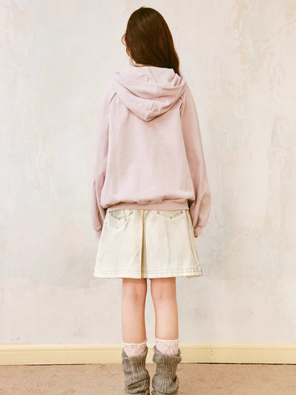 Butterfly Embroidery Loose ZIP-Up Hooded Sweat