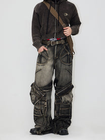 Zipper And Removable Pockets Work Jeans – ARCANA ARCHIVE