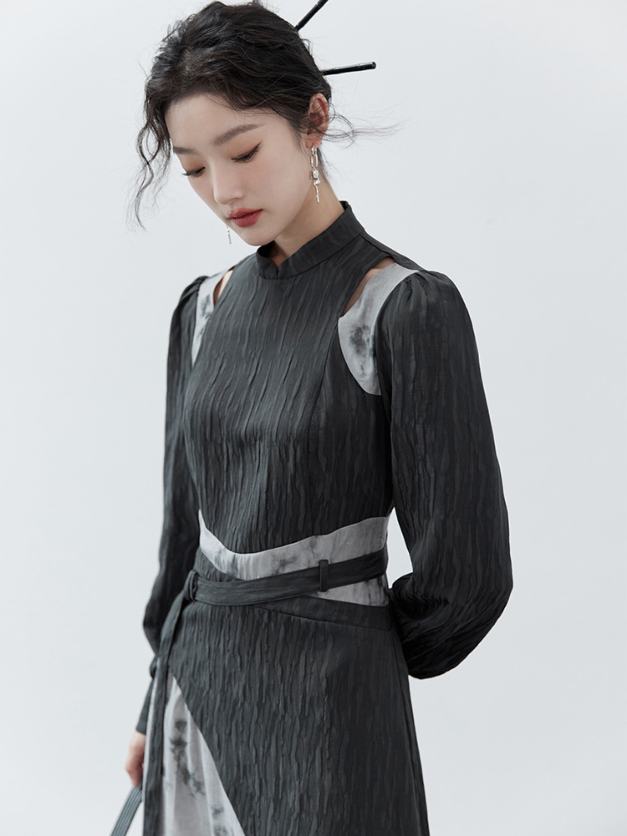 Robe asymétrique de style chinois