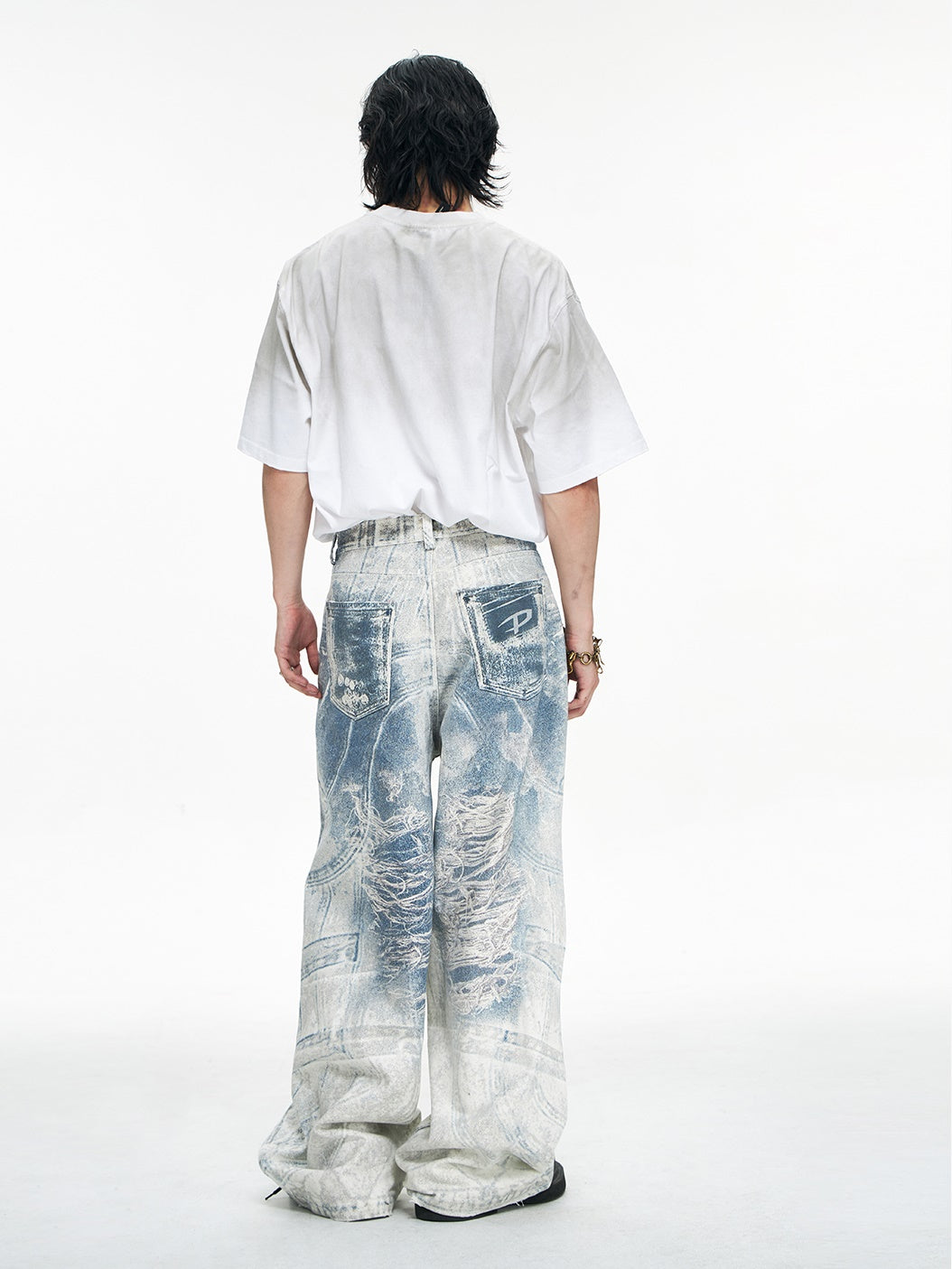 Vintage 3D Printed Keychain Baggy Wide Leg Jeans