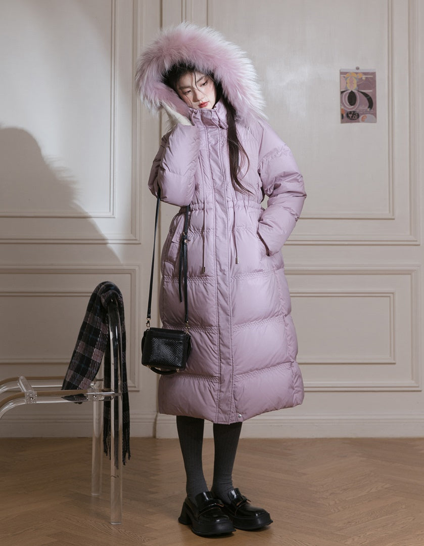 Diamond-shaped Pressed Long Down Jacket