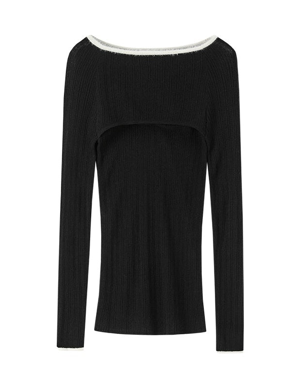 Imitation Mink Fur Stitched One-shoulder Bottoming Sweater