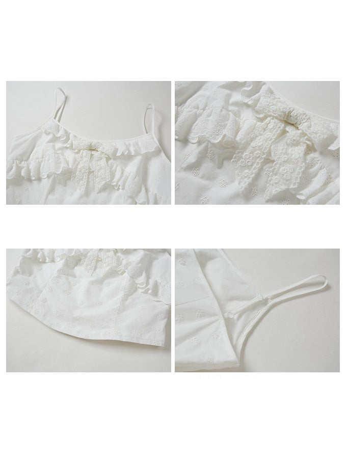 Cutwork Lace Camisole &amp; Frill Stitch Skirt