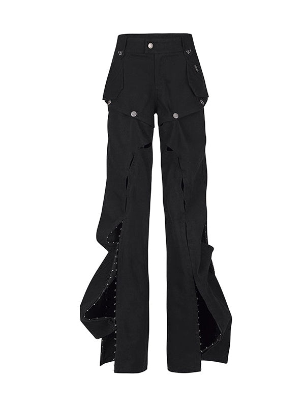 Detachable Hollow 2Way Flared Pants