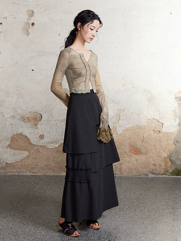 High Waist Layered Design Skirt