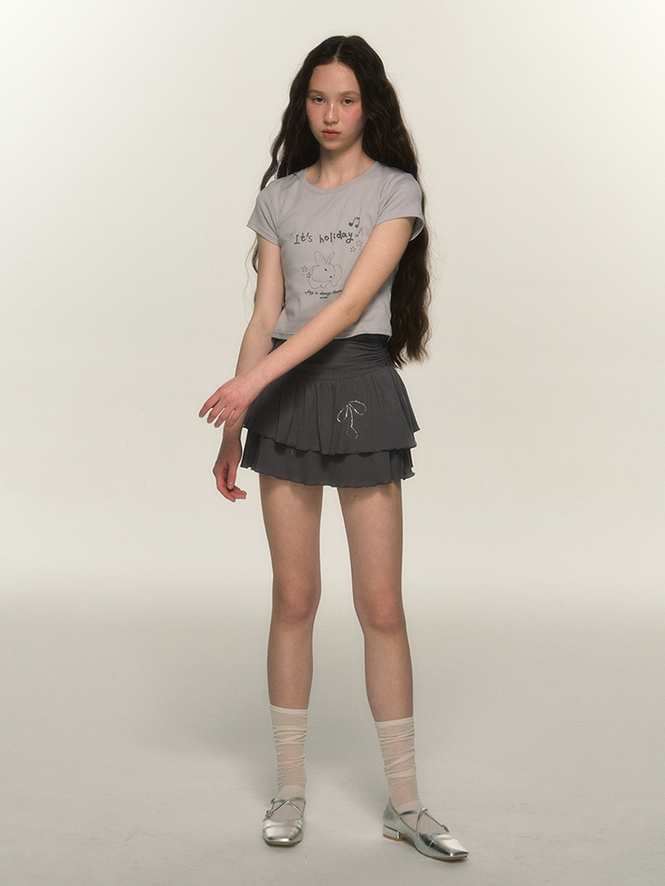 Rabbit Letter Print Short T-Shirt