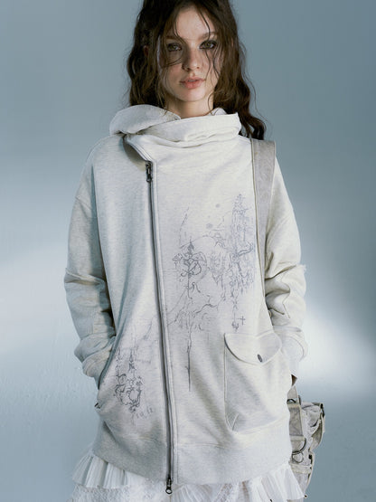 Asymmetrical Loose Zippe Sweat Jacket