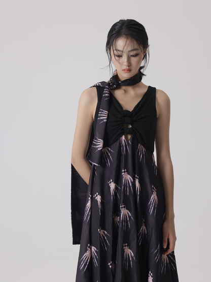 Hand Shadow Draping Design Sleeveless Dress