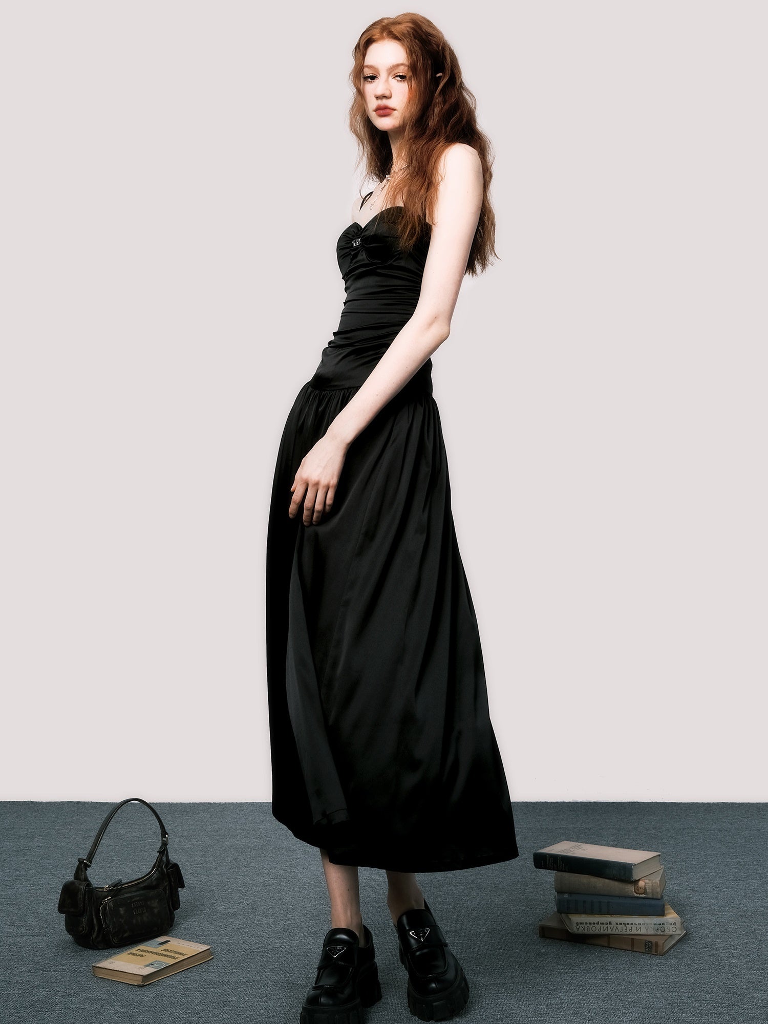 Backless Suspender Drape Long Dress