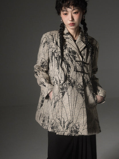 Chinese Style Jacquard A-Line Jacket