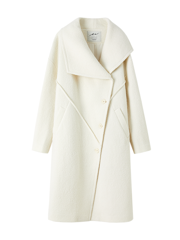 Asymmetric Lapel Woolen Coat