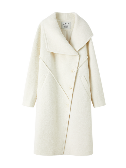 Asymmetric Lapel Woolen Coat