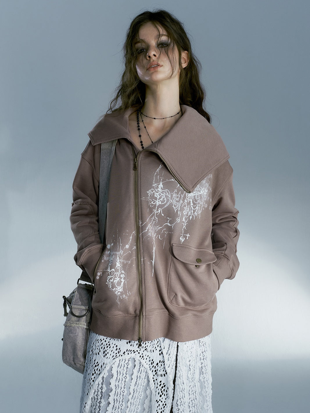 Asymmetrical Loose Zippe Sweat Jacket