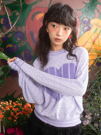 Retro Love Hollow Long-sleeved Knit