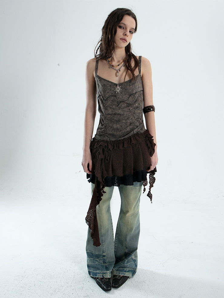 Stitching Contrast Color Fairy Grunge Camisole One-piece