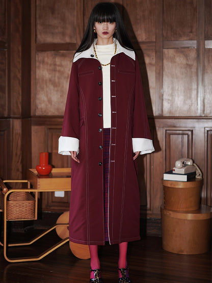 Reversible Belted Leather Long Coat