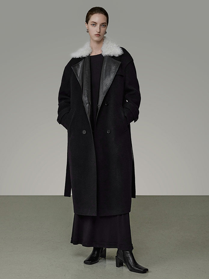 Removable Fur Coat Double-breasted Long Coat