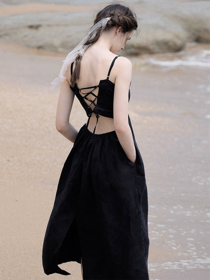 Robe de londage sans dos en V Backless