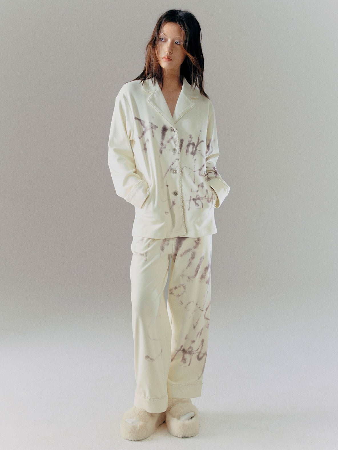 Velvet Warm Graffiti Print Pyjamas