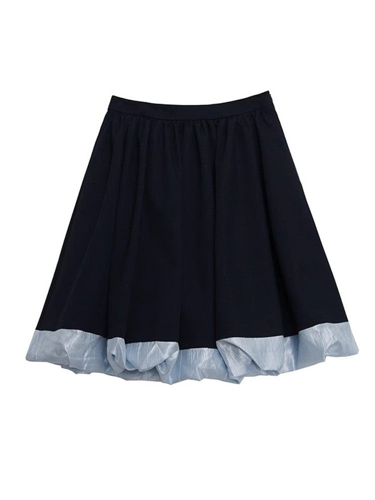 Balloon Bi-Color Retro Flare A-Line Long-Skirt