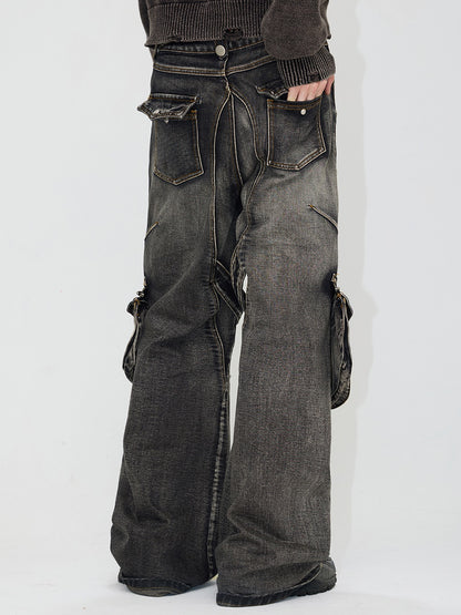 Zipper And Removable Pockets Work Jeans