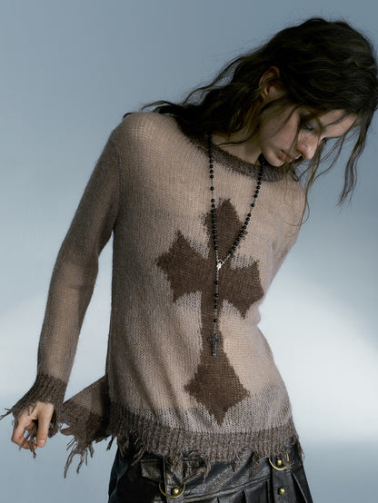 Cross Design Loose Sweater