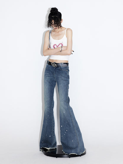 Micro-flared High-waist Denim Pants