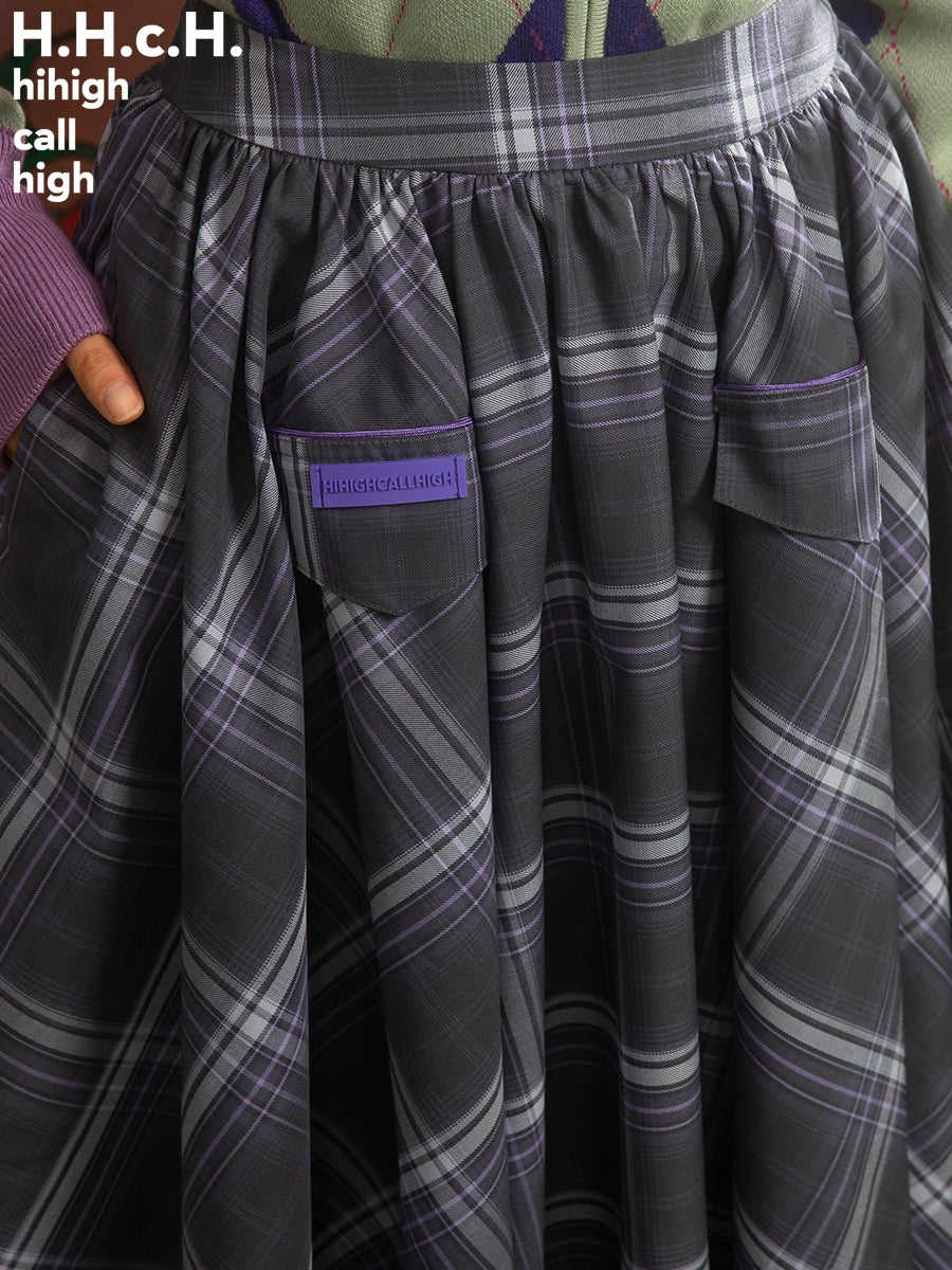 Plaid Irregular Hem A-line Mid-length Skirt