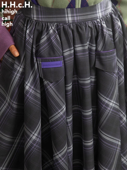 Plaid Irregular Hem A-line Mid-length Skirt