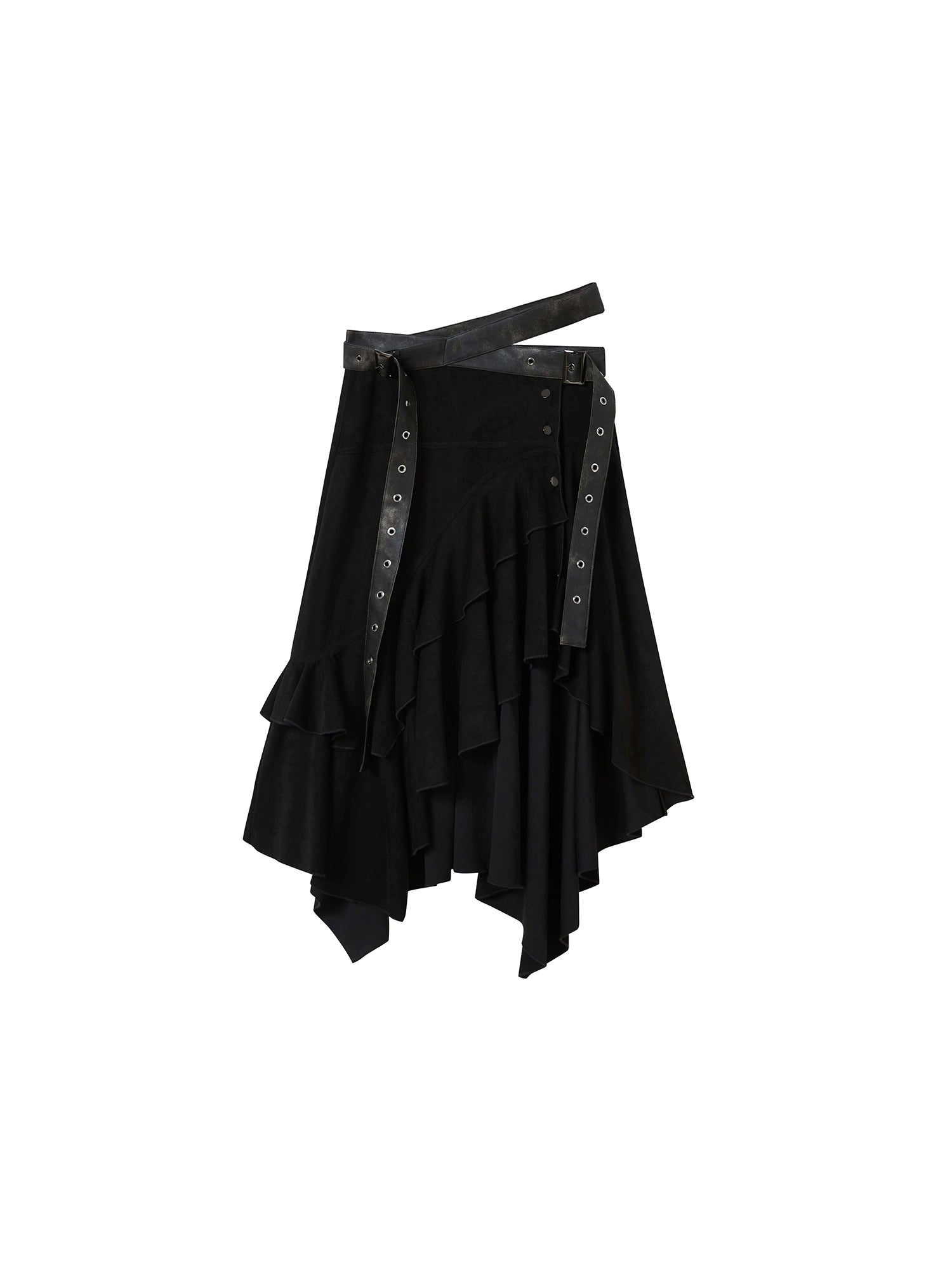 Irregular Belt Suede Texture Skirt