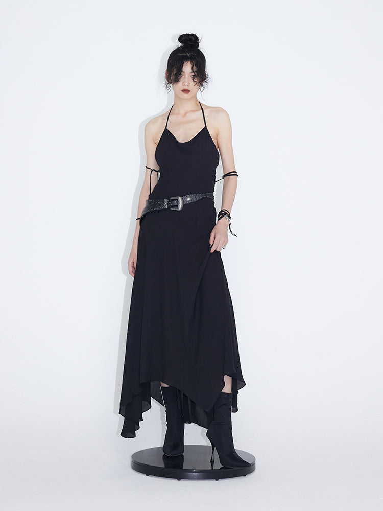 Asymmetrical Hem Chiffon Strap Dress