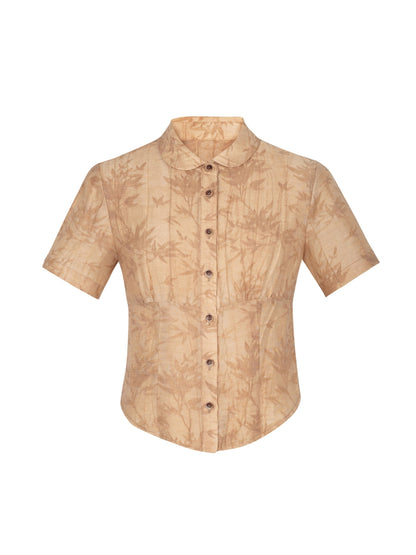 Pinch Waist Short-sleeved Shirt