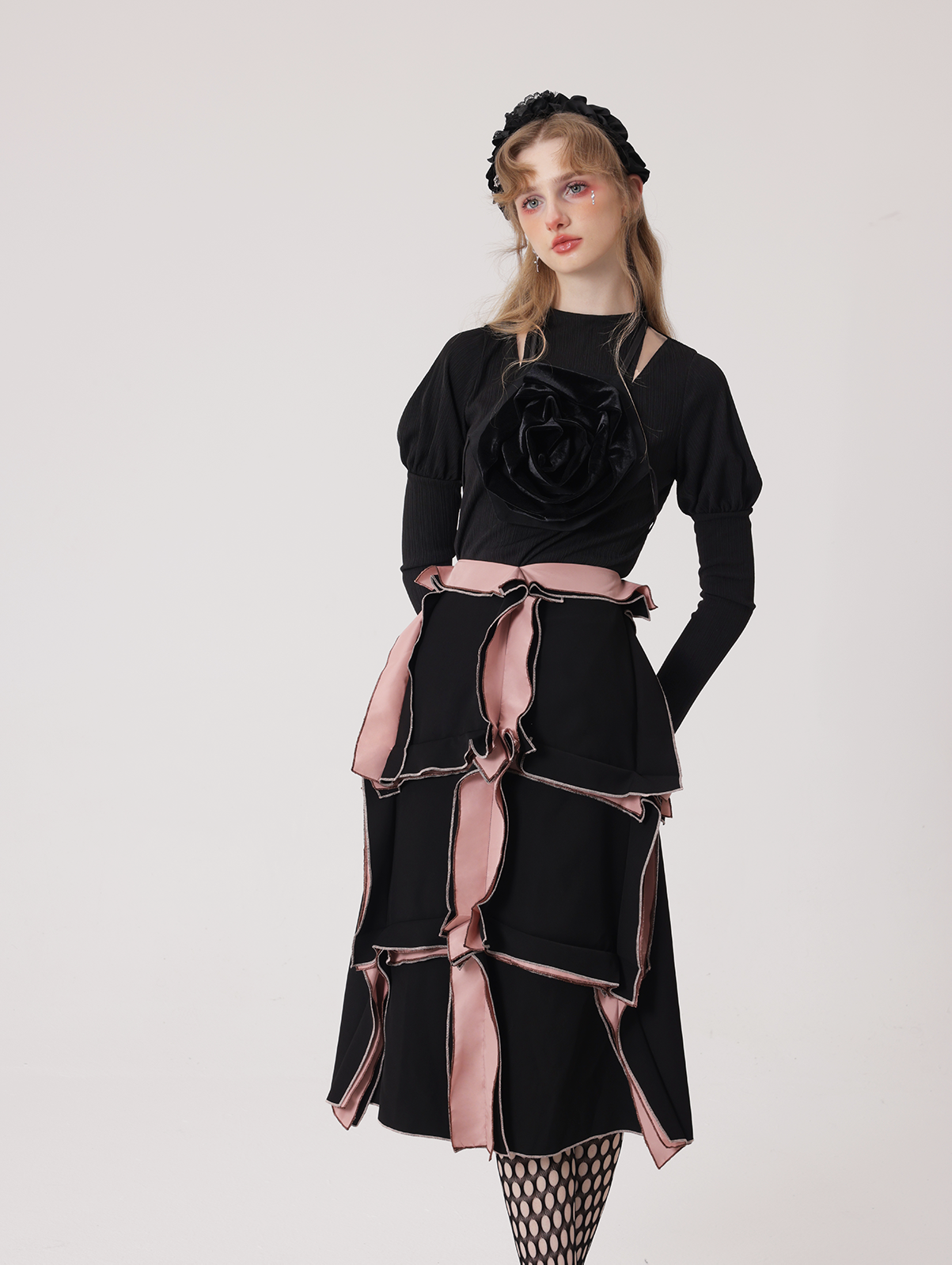 Three-dimensional Tailoring Rose Petal Skirt