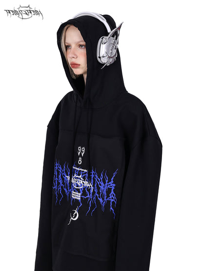 LOGO Embroidered Genderless Hooded Sweat